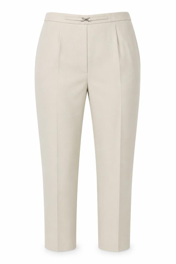 Front view of Saira of Manchester women’s ivory trousers, size UK 27, in, 26-inch leg