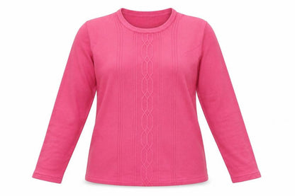 Front view of Sarah Hamilton women’s pink knit jumper, size L