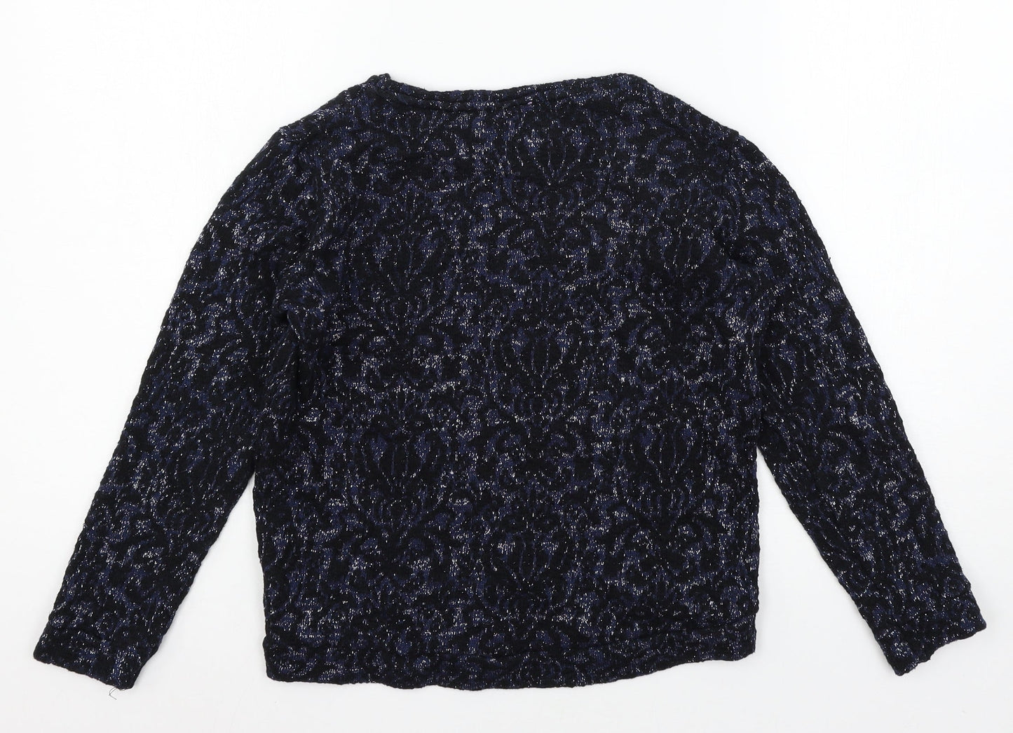 F&F Girls Blue Geometric Jersey Pullover Sweatshirt Size 10-11 Years