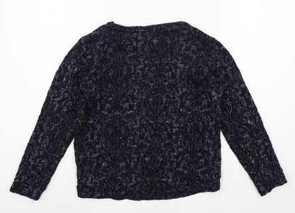 F&F Girls Blue Geometric Jersey Pullover Sweatshirt Size 10-11 Years