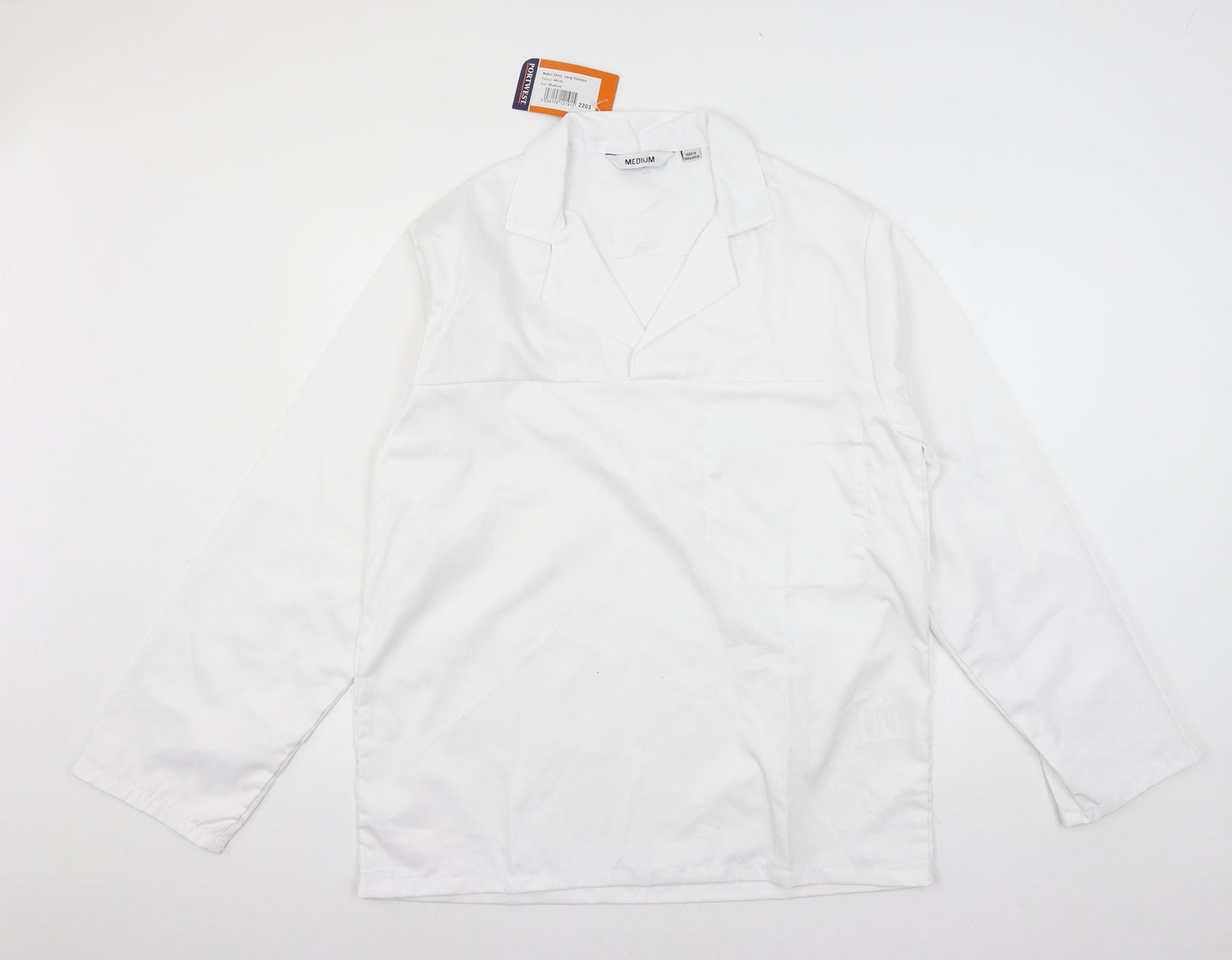 Mens UK Size M Portwest White  Button-Up Long Sleeve Casual Shirt