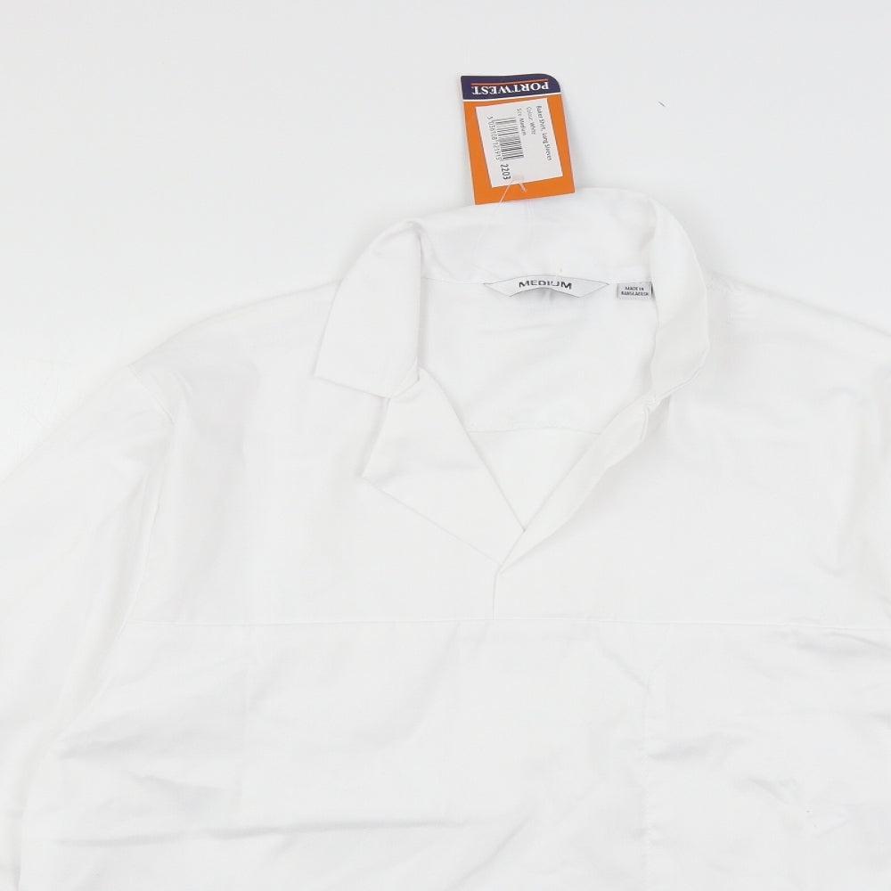 Mens UK Size M Portwest White  Button-Up Long Sleeve Casual Shirt