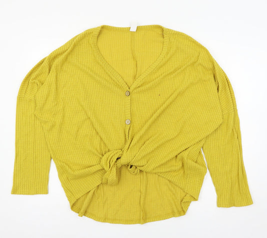 CY Womens Yellow  Knit Cardigan Jumper Size L