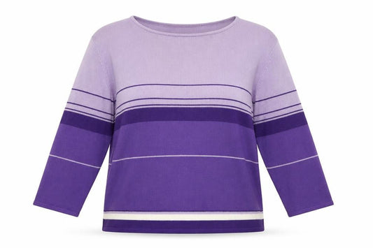 Front view of Planet women’s purple striped knit jumper, size L