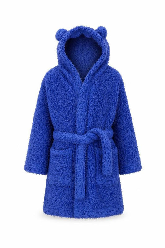 Dunelm Boys Blue Solid Microfibre  Robe Size 3-4 Years