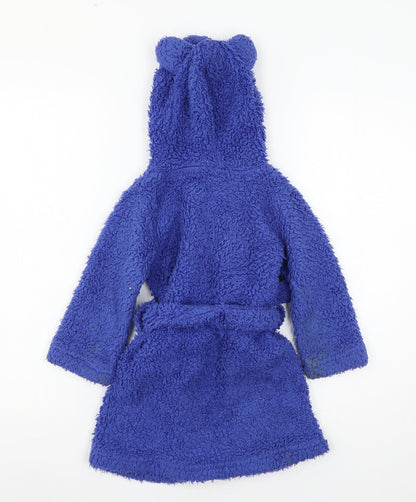 Dunelm Boys Blue Solid Microfibre  Robe Size 3-4 Years