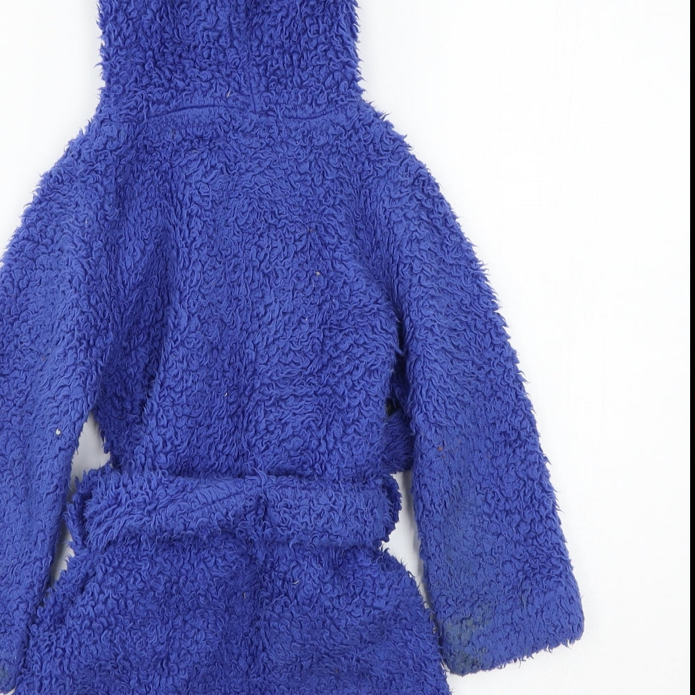 Dunelm Boys Blue Solid Microfibre  Robe Size 3-4 Years