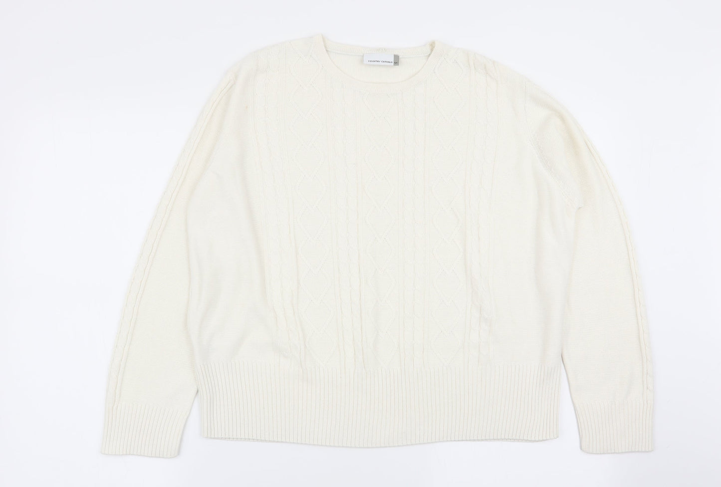 Country Casuals Womens White Geometric  Pullover Jumper Size L