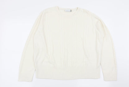 Country Casuals Womens White Geometric  Pullover Jumper Size L