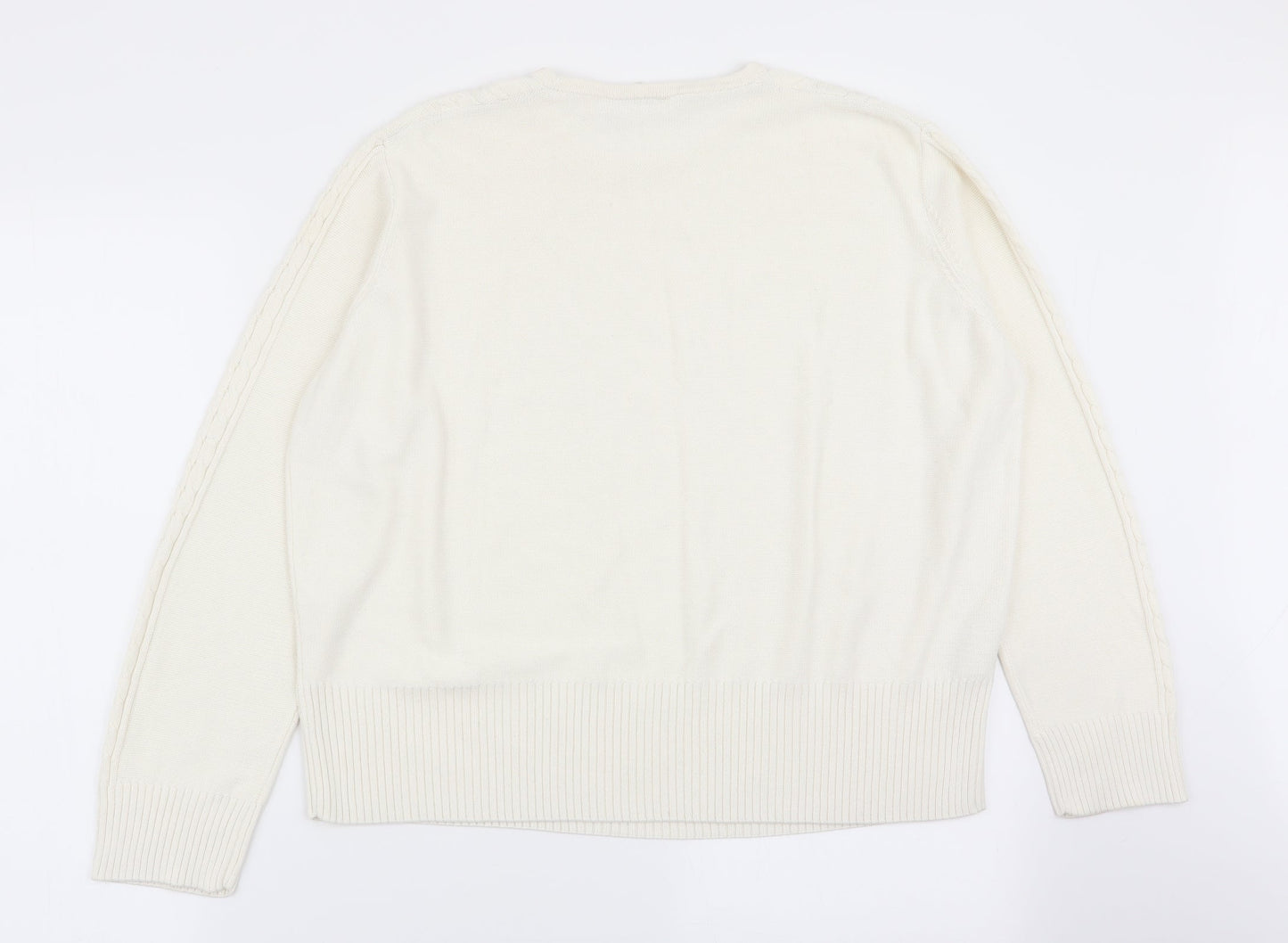 Country Casuals Womens White Geometric  Pullover Jumper Size L