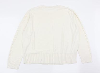 Country Casuals Womens White Geometric  Pullover Jumper Size L