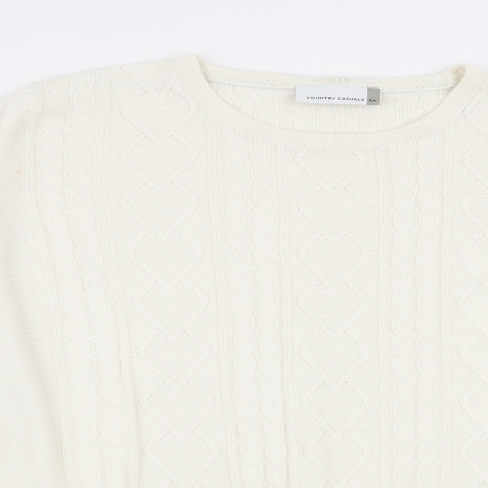 Country Casuals Womens White Geometric  Pullover Jumper Size L