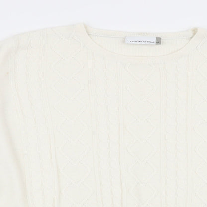 Country Casuals Womens White Geometric  Pullover Jumper Size L