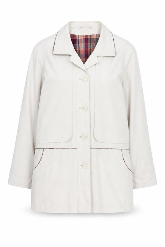 Front view of compliments women’s beige overcoat coat, size UK 12