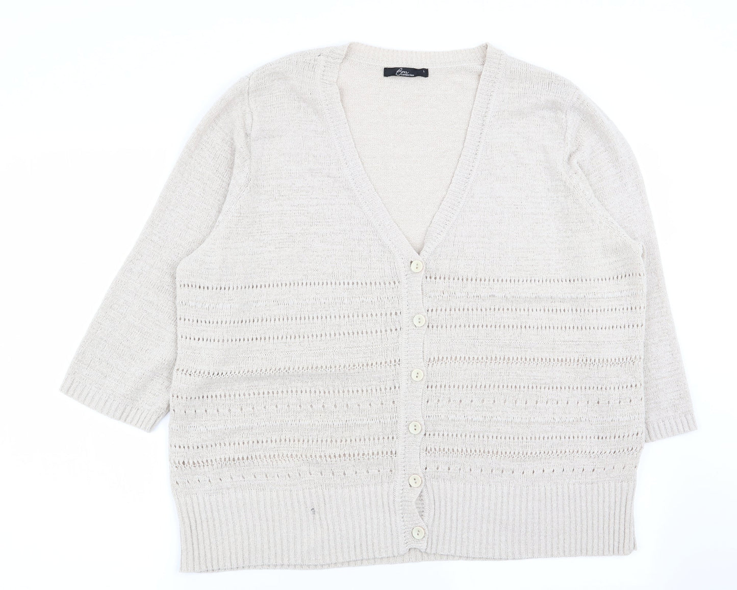 Womens UK Size L BM Beige Cardigan Jumper