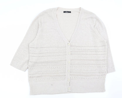 Womens UK Size L BM Beige Cardigan Jumper