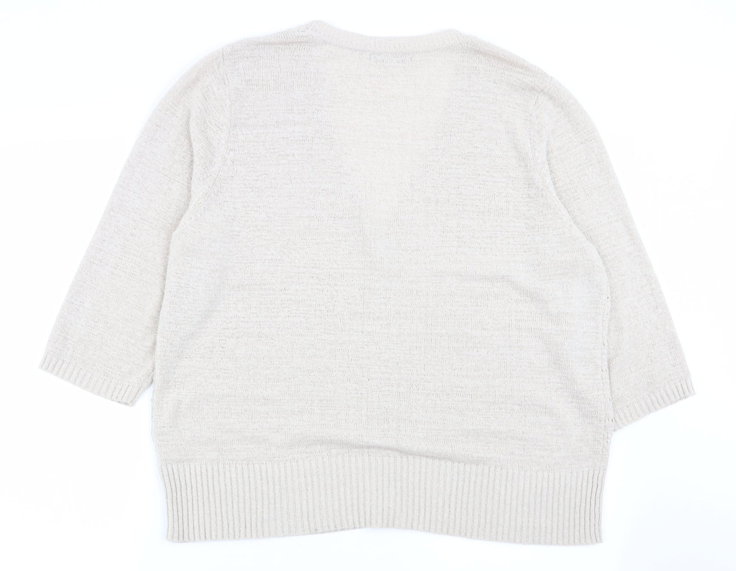 Womens UK Size L BM Beige Cardigan Jumper