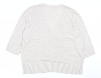 Womens UK Size L BM Beige Cardigan Jumper