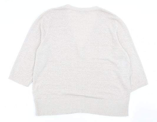Womens UK Size L BM Beige Cardigan Jumper