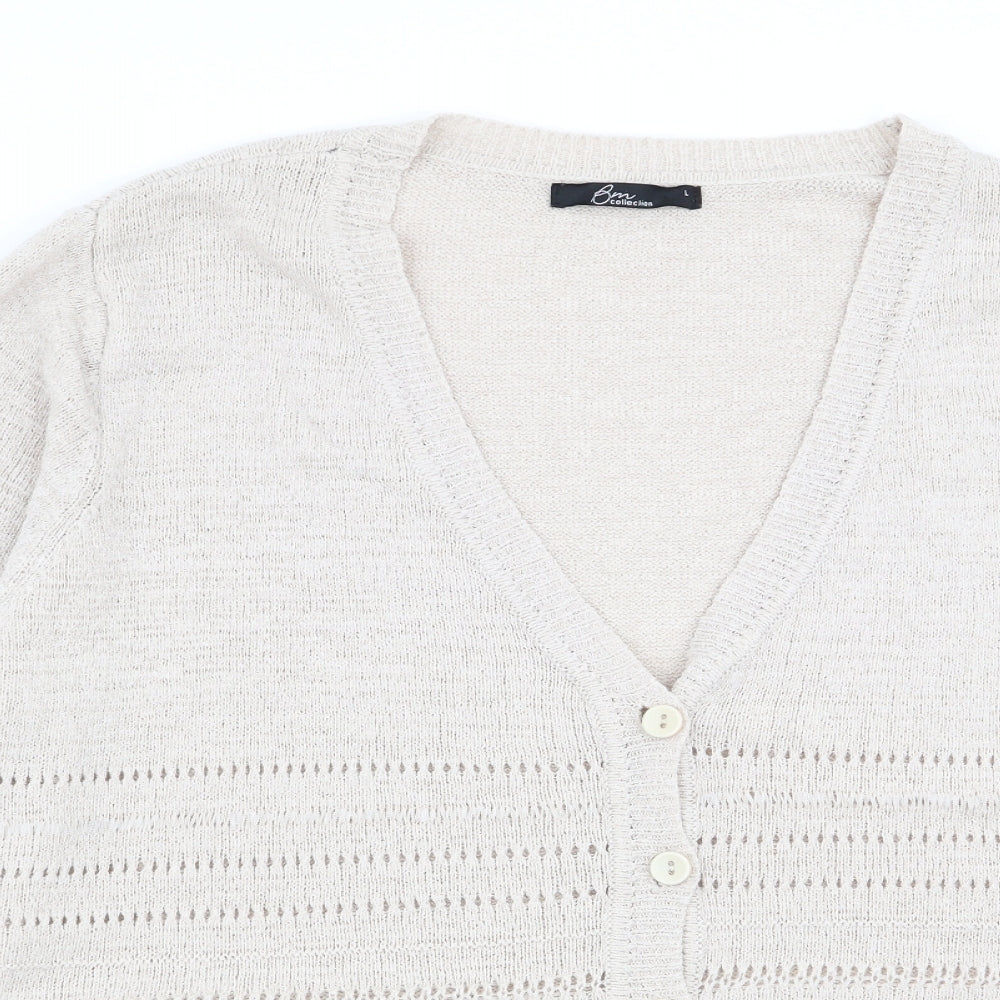 Womens UK Size L BM Beige Cardigan Jumper