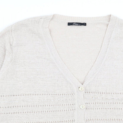 Womens UK Size L BM Beige Cardigan Jumper