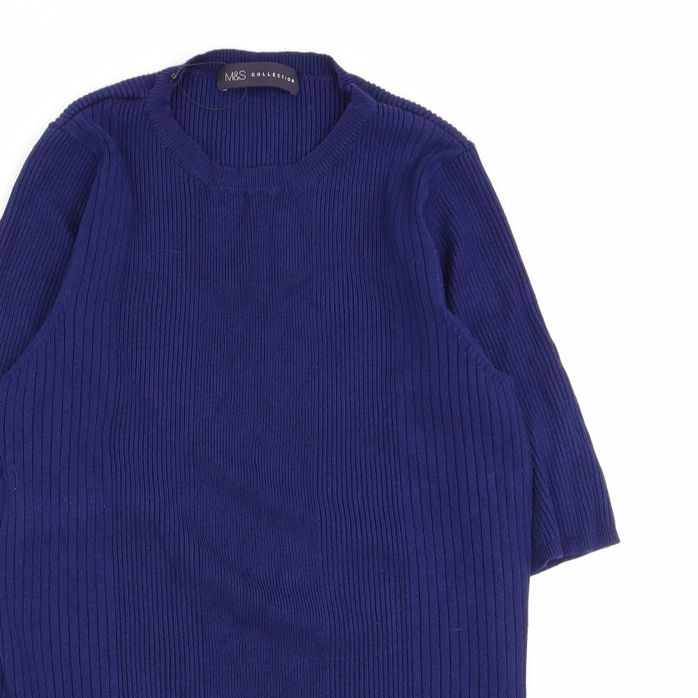 M&S Womens Blue   Basic T-Shirt Size 14