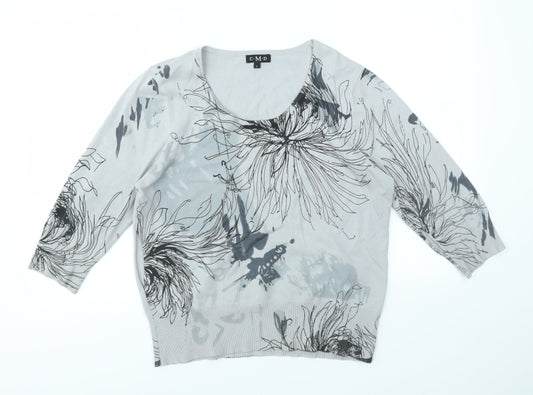 C.M.D Womens Grey Geometric  Pullover Jumper Size L