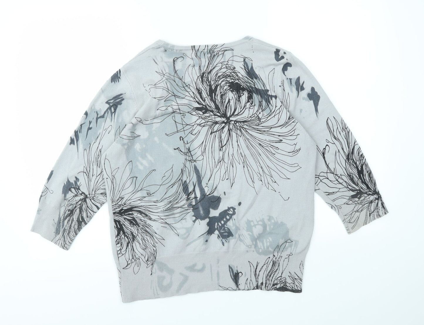 C.M.D Womens Grey Geometric  Pullover Jumper Size L