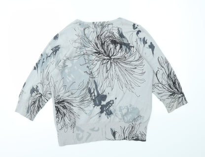 C.M.D Womens Grey Geometric  Pullover Jumper Size L