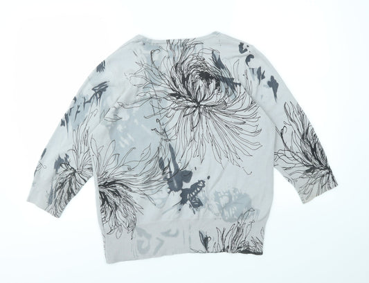 C.M.D Womens Grey Geometric  Pullover Jumper Size L