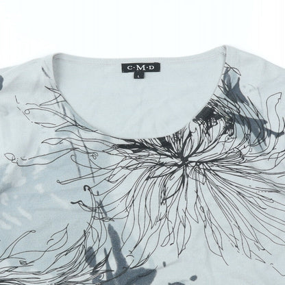 C.M.D Womens Grey Geometric  Pullover Jumper Size L