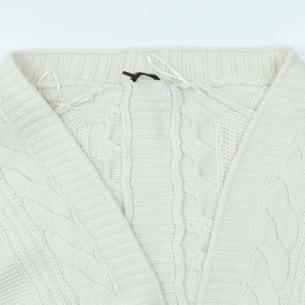 Womens UK Size S Preworn White Cardigan Jumper