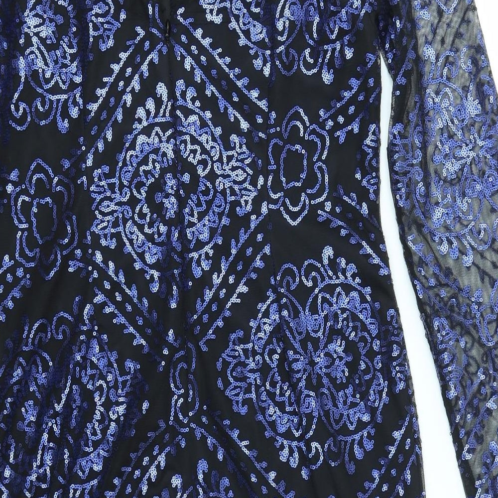 Dalia Womens Blue Geometric  Fit & Flare  Size L