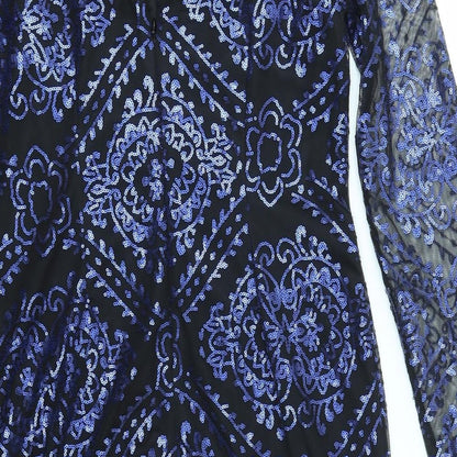 Dalia Womens Blue Geometric  Fit & Flare  Size L