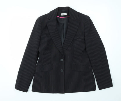 SELEIT Womens Black Striped  Jacket Blazer Size 12