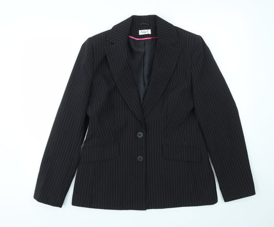 SELEIT Womens Black Striped  Jacket Blazer Size 12