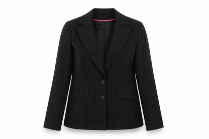 SELEIT Womens Black Striped  Jacket Blazer Size 12