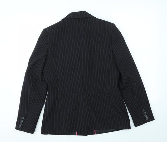 SELEIT Womens Black Striped  Jacket Blazer Size 12