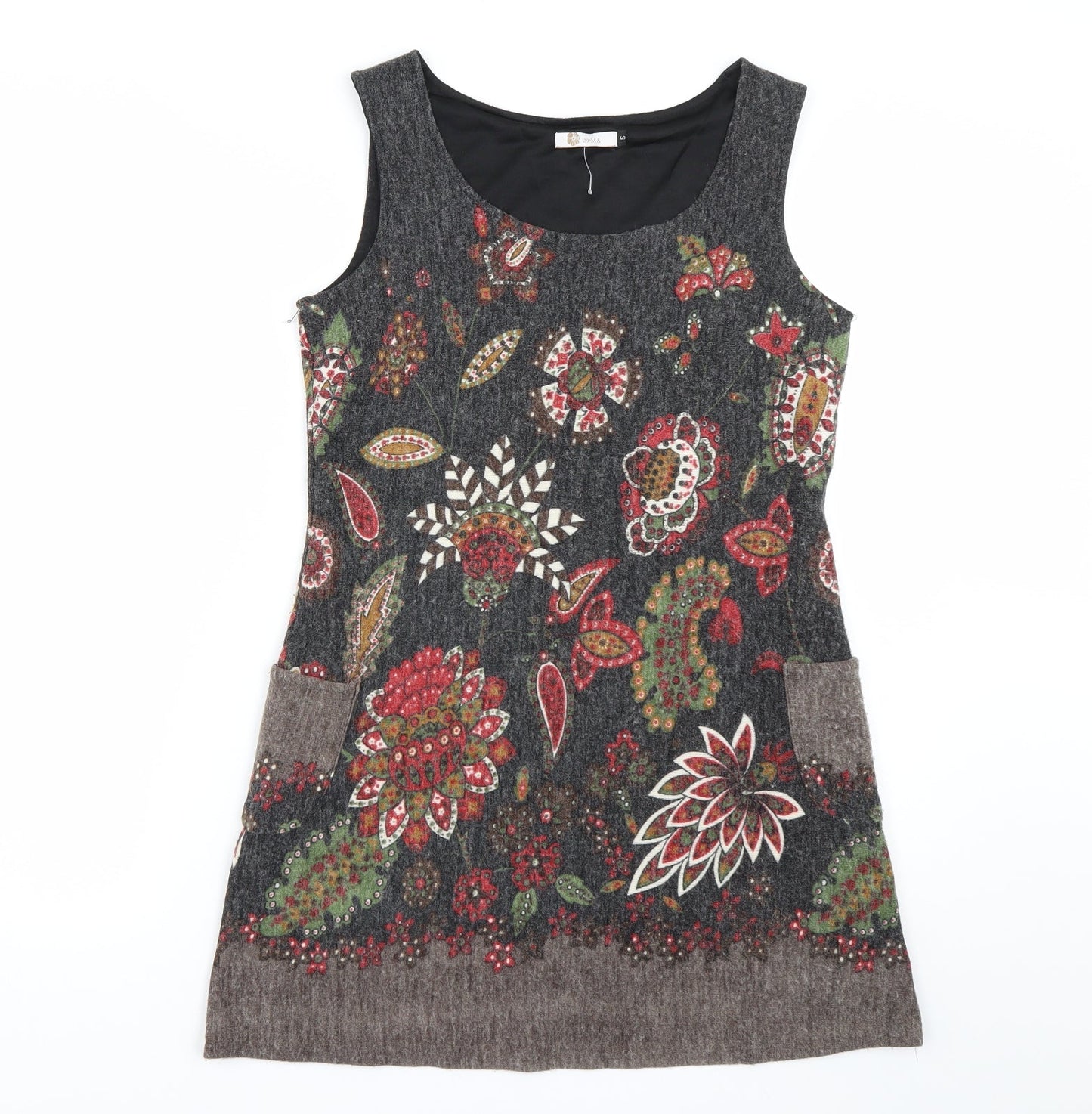 159 Ma Womens Black Floral  Tank Dress  Size S