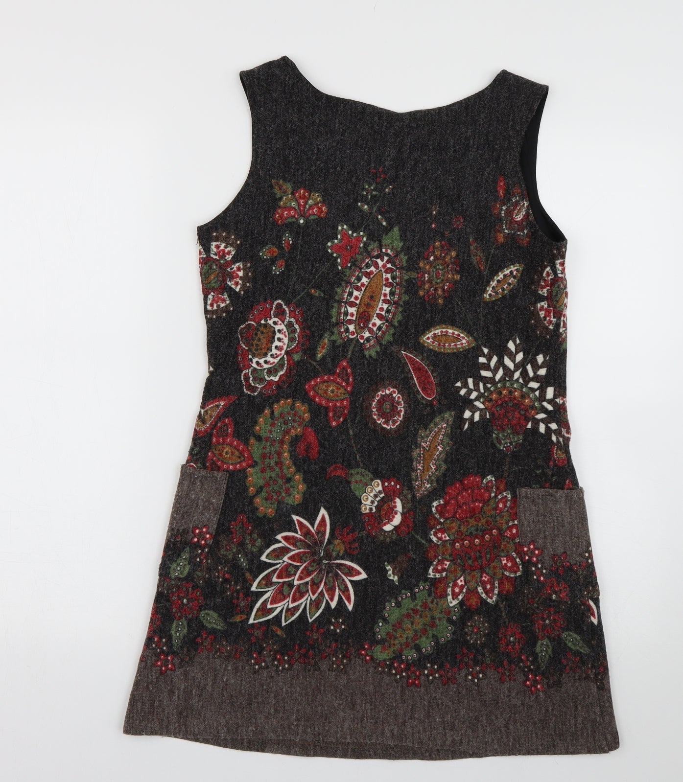 159 Ma Womens Black Floral  Tank Dress  Size S