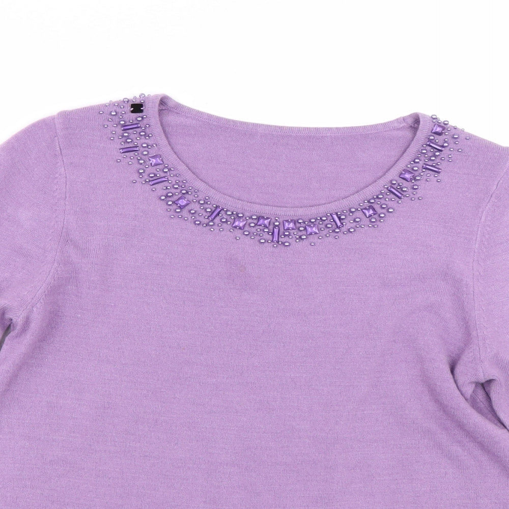 Womens UK Size M Preworn Purple Pullover Jumper