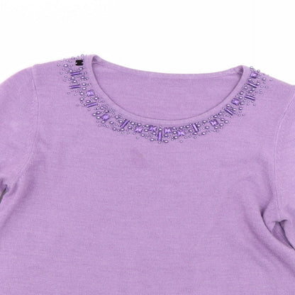 Womens UK Size M Preworn Purple Pullover Jumper