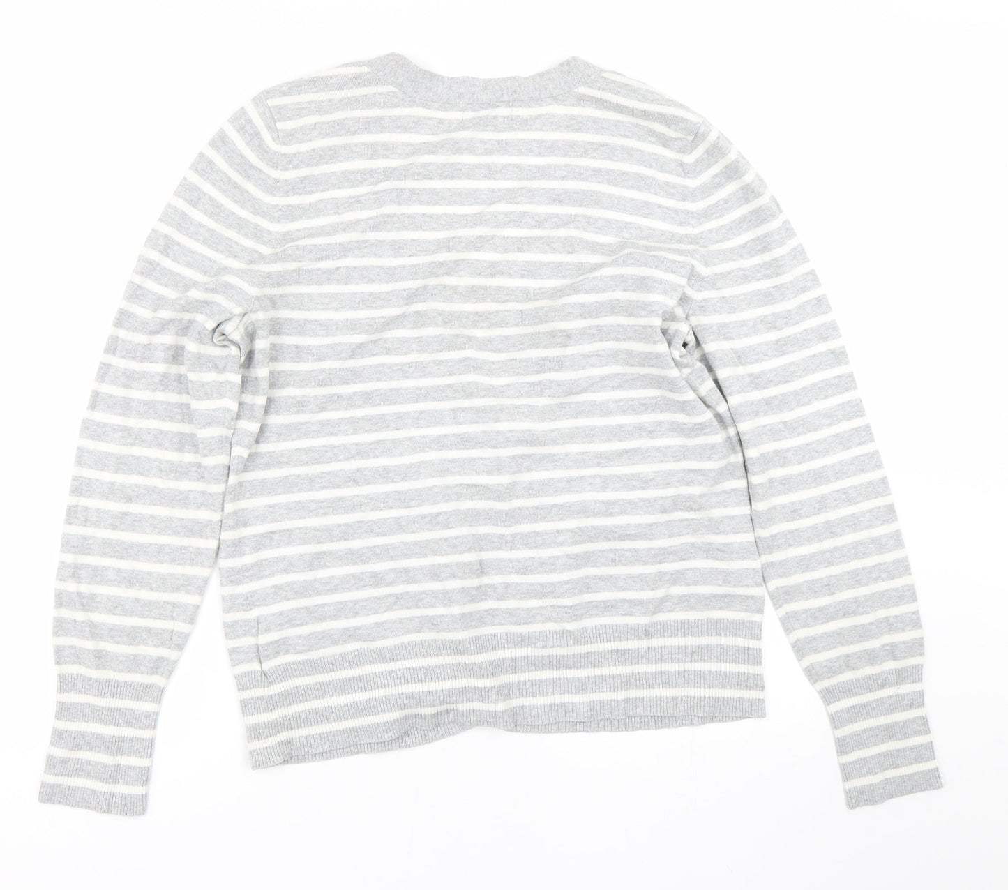 Gap Womens Grey Striped  Cardigan Jumper Size L