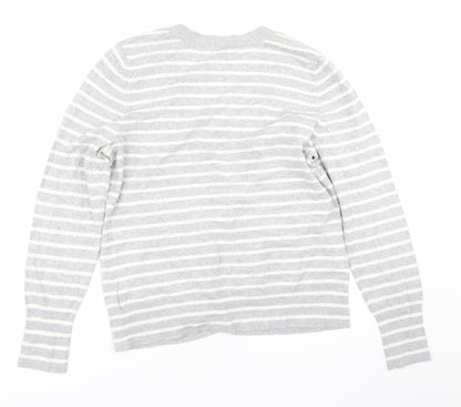 Gap Womens Grey Striped  Cardigan Jumper Size L