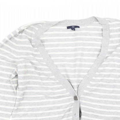 Gap Womens Grey Striped  Cardigan Jumper Size L
