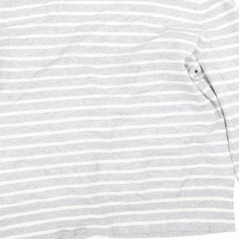 Gap Womens Grey Striped  Cardigan Jumper Size L