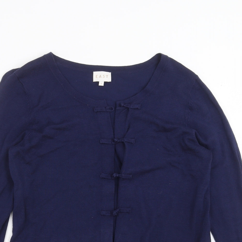 Womens UK Size S EAST Blue Cardigan Jumper