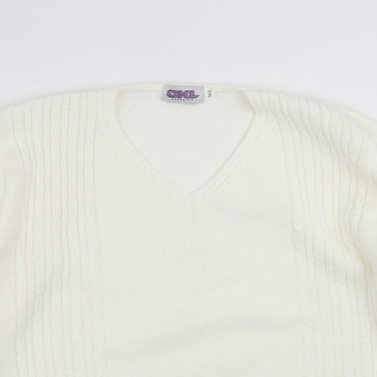 ckl Womens Ivory  Knit Pullover Jumper Size M