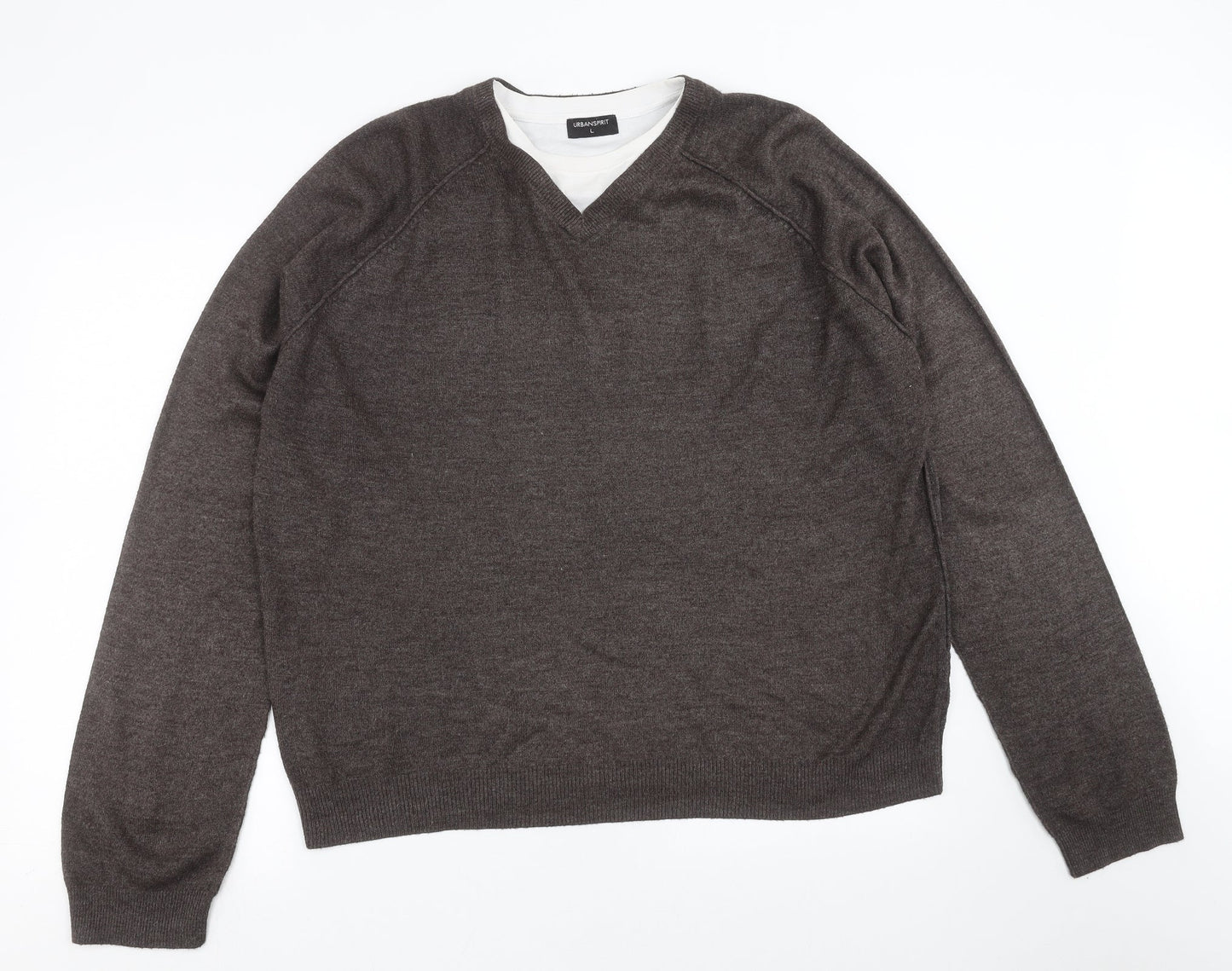 UrbanSpirit Mens Brown  Knit Pullover Jumper Size L