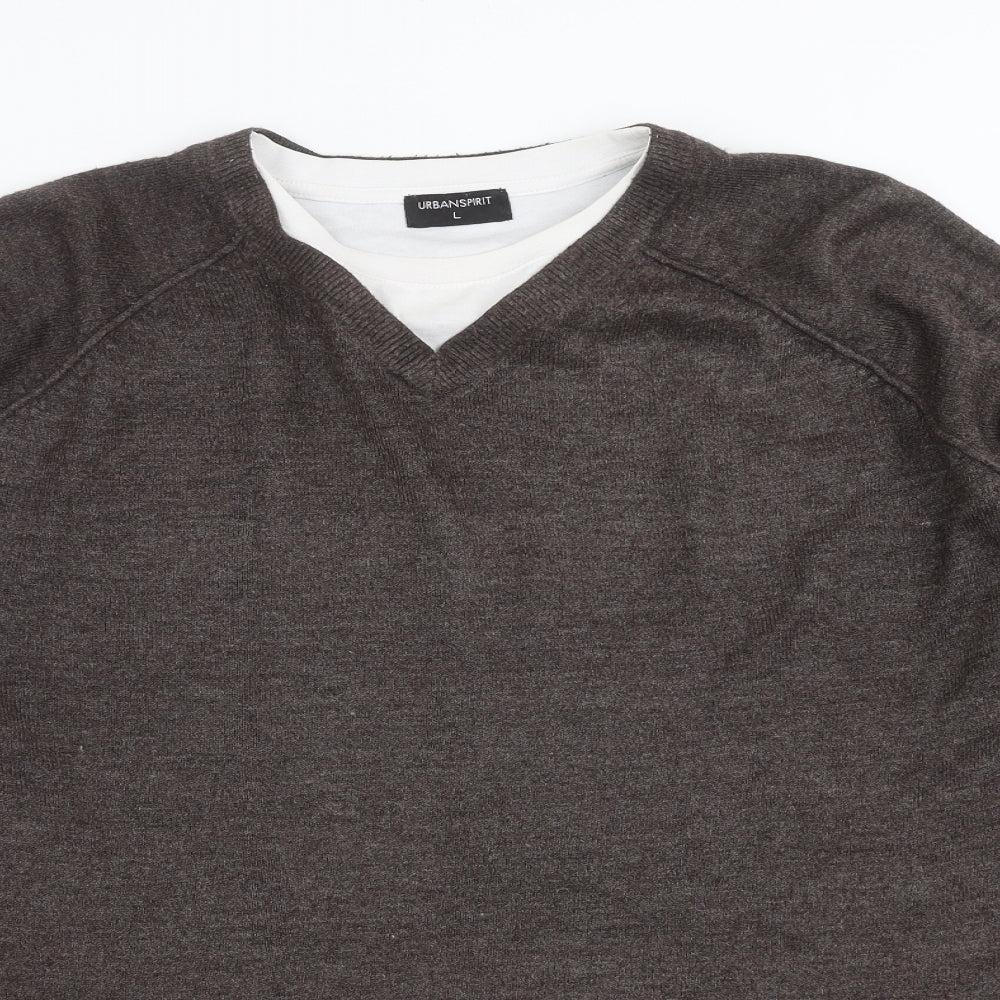 UrbanSpirit Mens Brown  Knit Pullover Jumper Size L